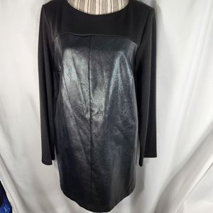 Dennis by dennis basso Faux Leather & Ponte Front / Ponte Back Tunic Top…